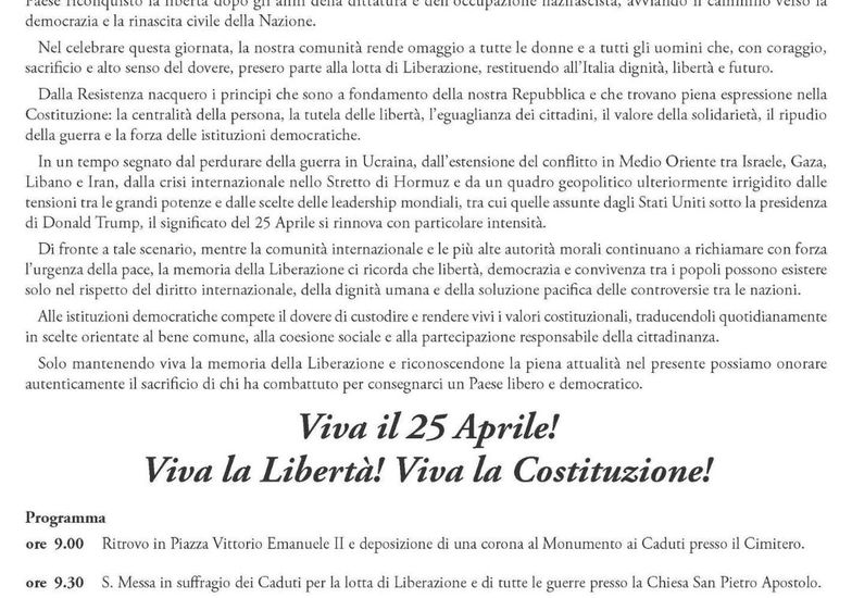 Immagine evento Si celebra la Liberazione